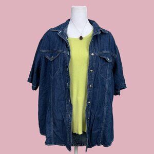 blue denim vintage 90s button up shirt